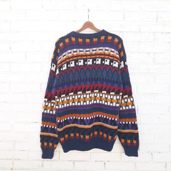 Vintage 90s Gulf Traders Multicolor Crewneck Sweater - Picture 3 of 4